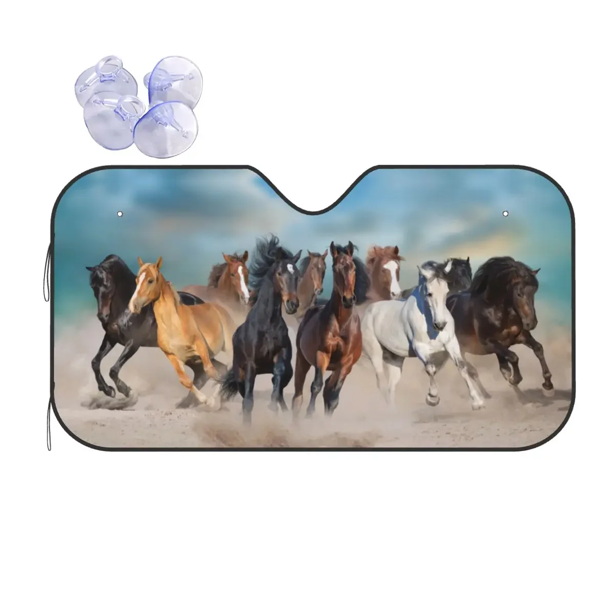 Pare-soleil pare-brise en aluminio para voiture, animaux, campos, personalidad galopante, amoureux de chevaux, couverture de