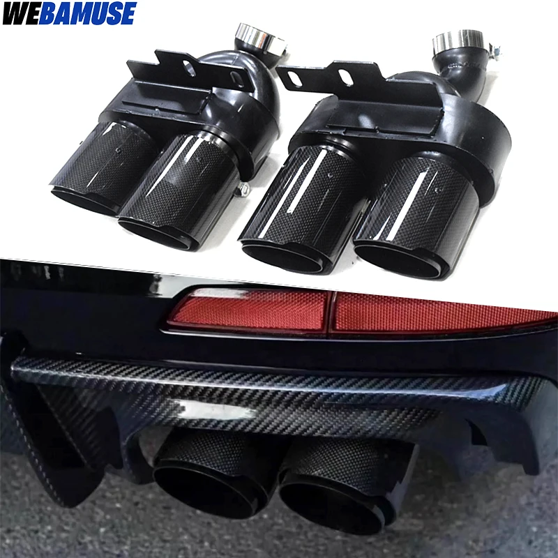 Für Audi A6 A7 C8 Auspuff Endrohr Upgrade S6 S7 Quad Outlet Carbon Fiber Schwarz Endrohr Schalldämpfer Auspuff System 2019 bis 2024