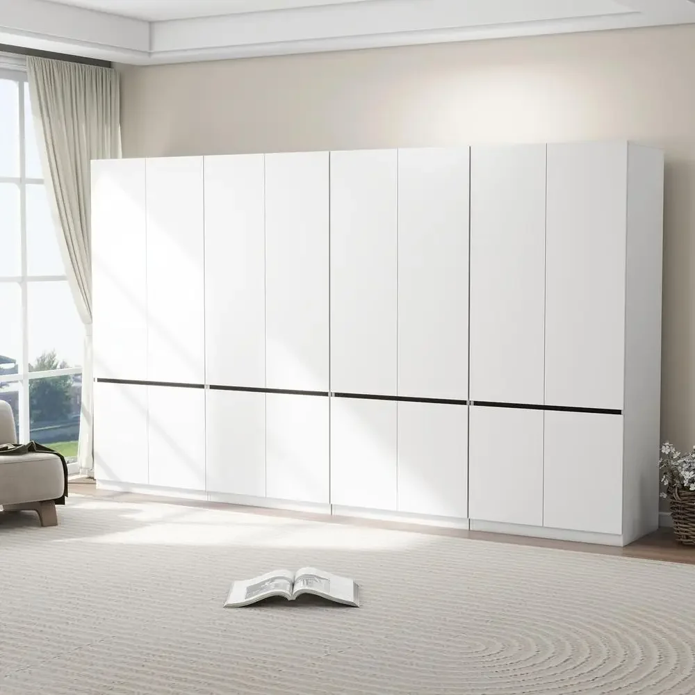 

Special OfferBedroom Armoire Wardrobe Closet With 8 Do: 75" White Wardrobe Cabinet Or Clothes, Wooden Closet With Hanging Rod, E