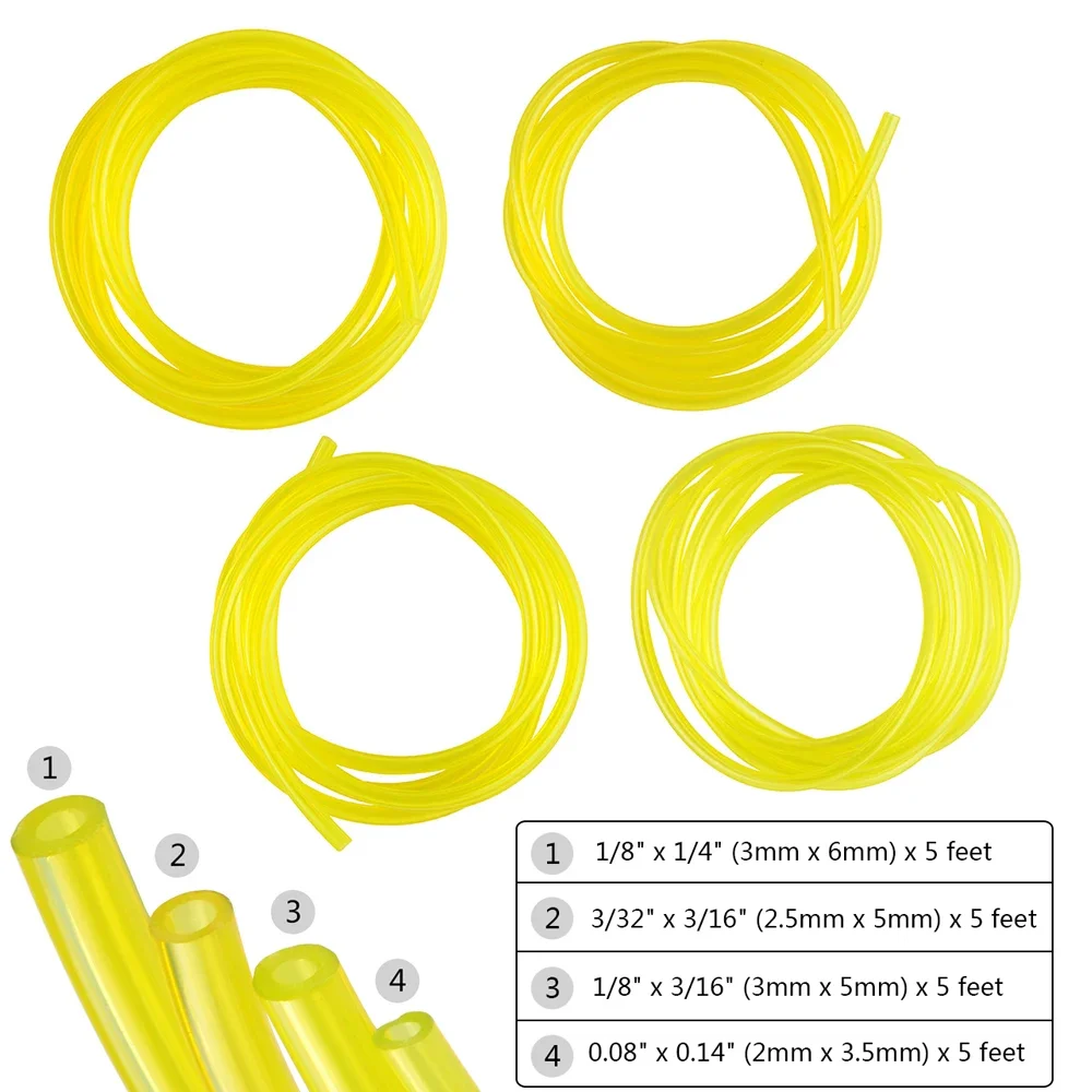 

4x 1.5Meter 5 Feet Fuel Hose Gas Oil Pipe Tube Petrol Line for Chainsaw Blower Pressure Washer Trimmer 2 Cycle Gas Engine Tube