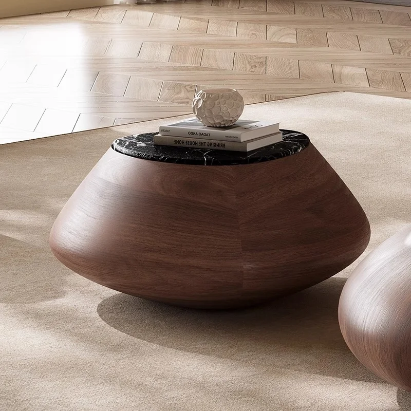 

Minimalist special-shaped marble coffee table irregular cobblestone small apartment living room advanced sense