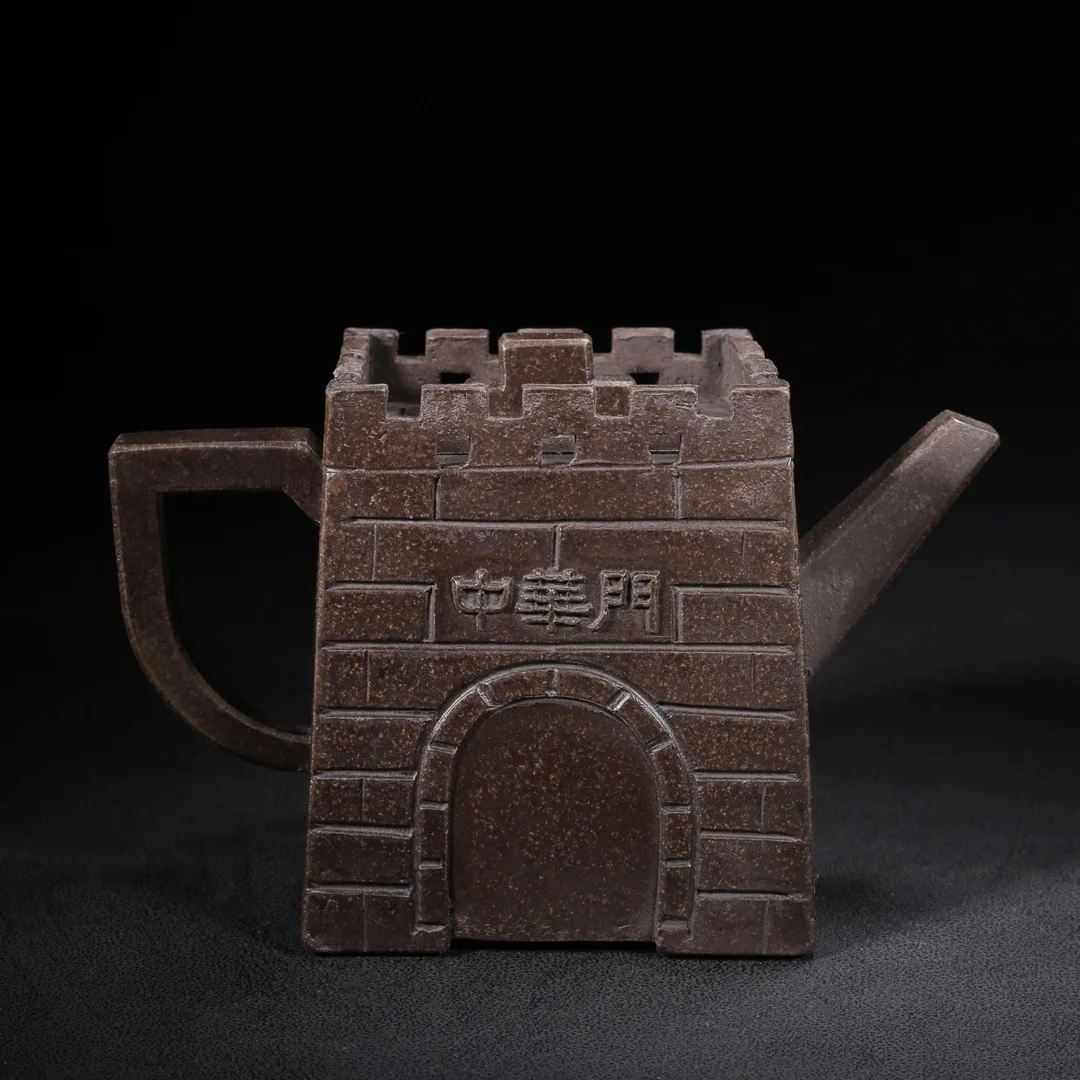 Old Qing Dynasty ZiSha Pottery Tea Pot,The Great wall shape, with Mark,best collection&  adornment, Free  shipping,