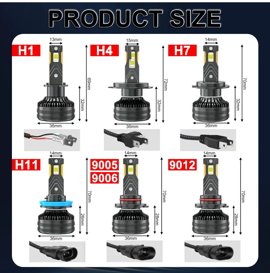 H4 H7 LED المصابيح الأمامية Canbus ضوء H11 H13 9004 9005 9006 9007 عالية الطاقة LED 1500 واط 2200000LM توربو H1 HB3 HB4 9012 HB1 HB5