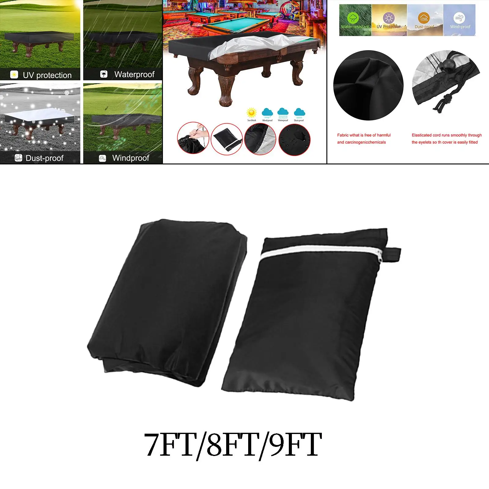 

Billiard Pool Table Cover Durable Waterproof Fabric Snooker Felt Protector for Family Room Party Sports Equipment