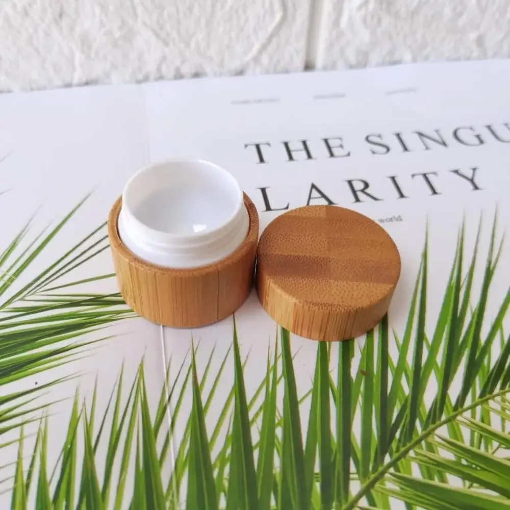 

plastic jar with lid Bamboo Covered Cream Plastic Jars lot Essence cream Container empty cosmetic containers body butter jar