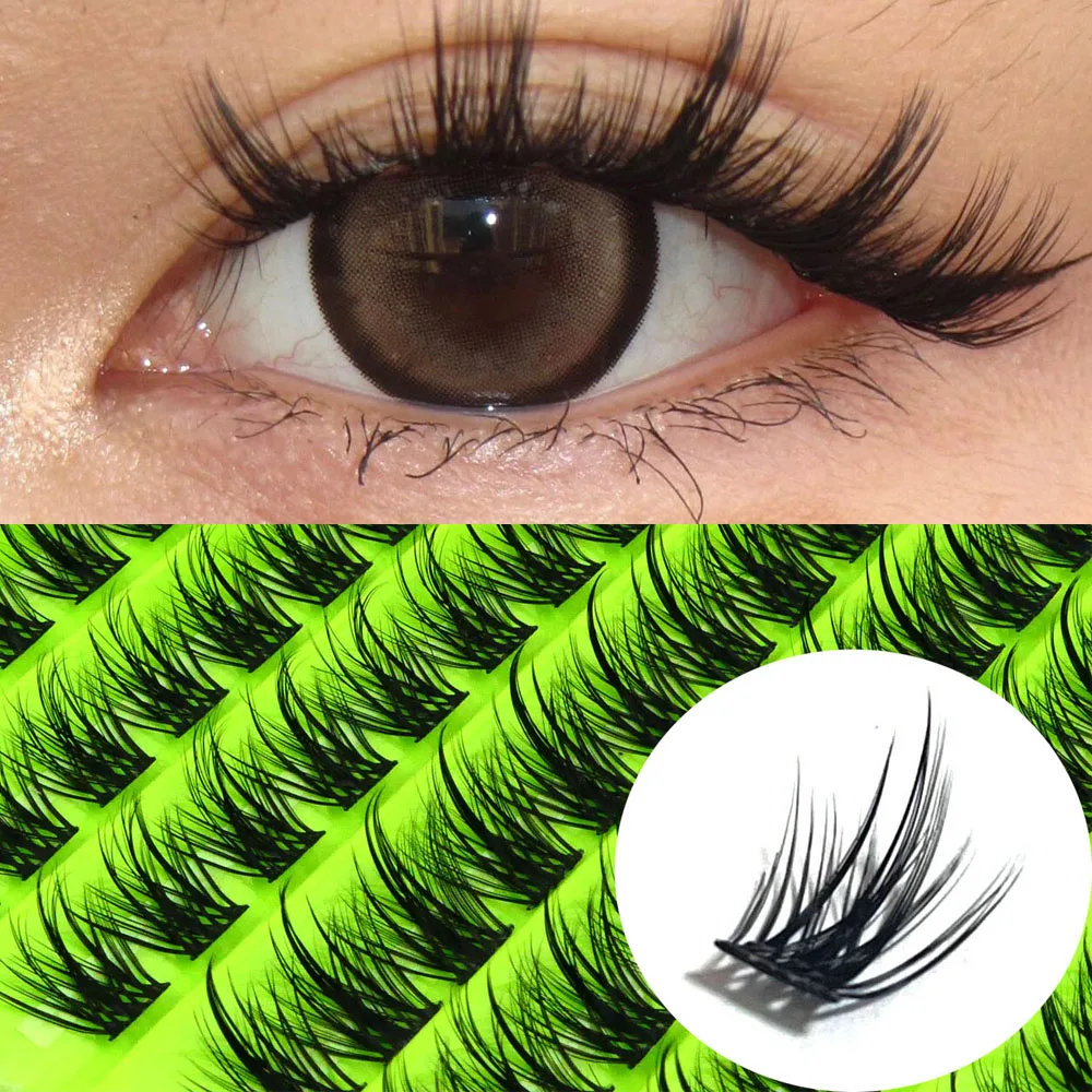 Extensão natural de 10 linhas, cílios postiços misturados, alta capacidade, faça você mesmo, cílios de maquiagem russos segmentados