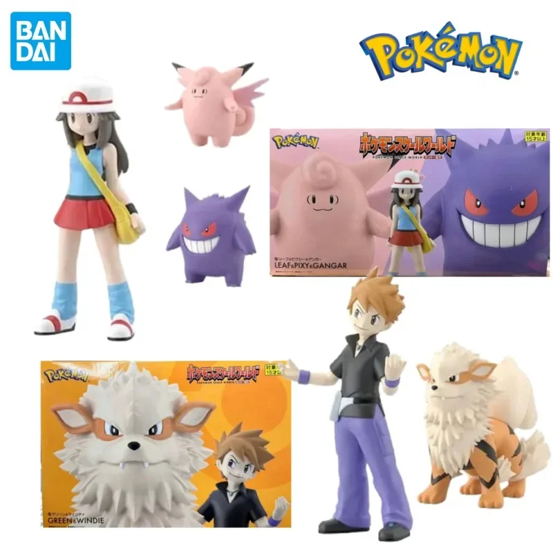 Original Bandai Pokemon Scale World Kanto Region Gary Oak Arcanine Gengar Clefable Blue Green Anime Figures Collectible Model