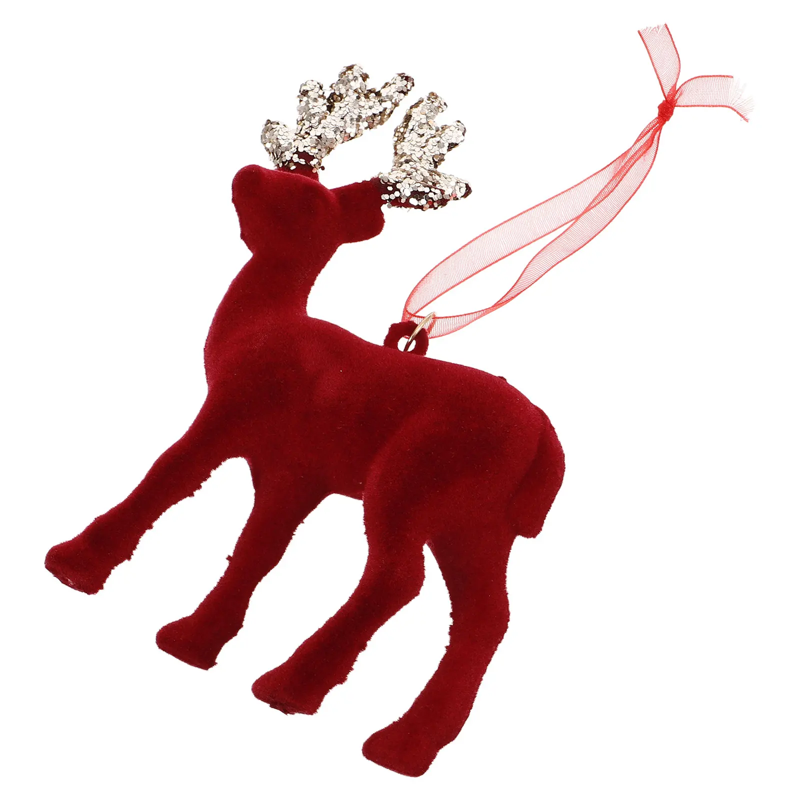 

1pcs Flocking Reindeer Christmas Decoration Deer Ornament Tabletop Elk Gold Glitter Horn Xmas Tree Pendant Home Mall Hotel Decor