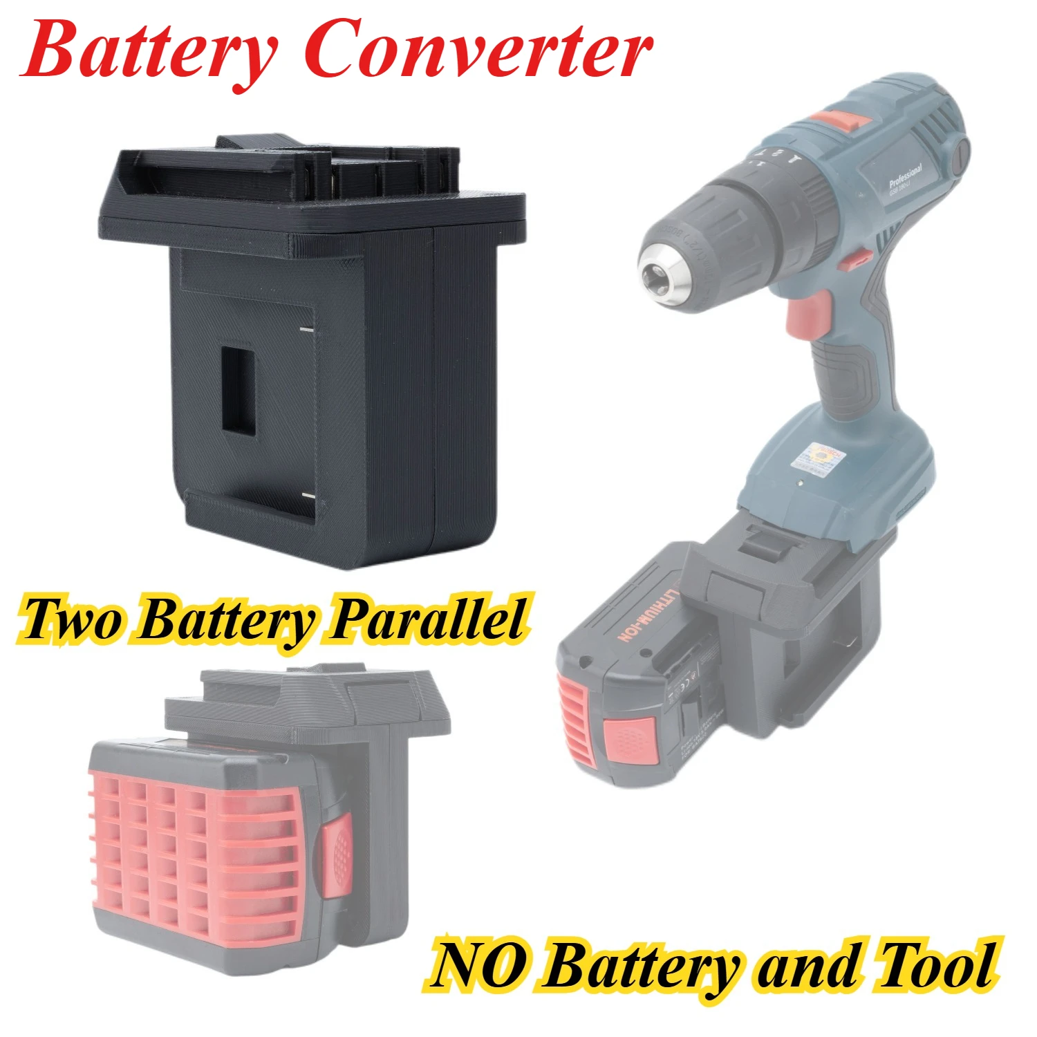 Two Battery Parallel Increase Life Power Tool Battery Converter Cordless Portable for BOSCH 18V Li-ion Battery(NO Battery)