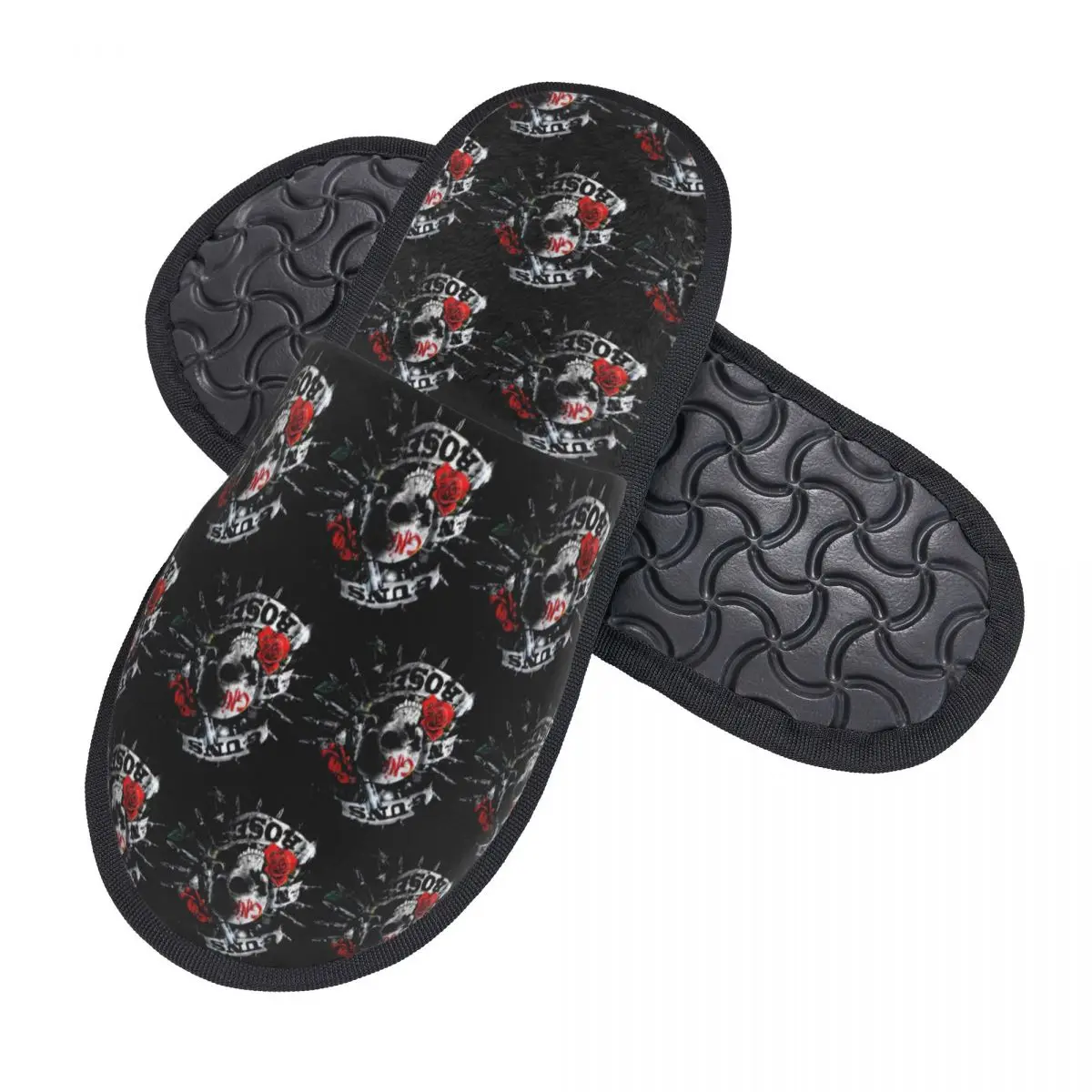 Custom Guns N Roses Heavy Metal Comfort Scuff With Memory Foam Slippers Women Bullet Logo Hotel House Shoes