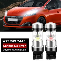 2x LED Daytime Running Light DRL W21/5W 7443 For Renault Duster Kangoo Logan Sandero 2 Peugeot 2008 208 301 Citroen Berlingo C3