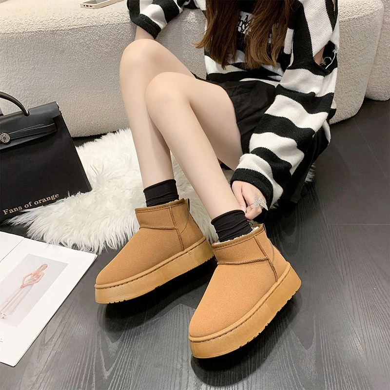 2024 New Classic Thickened Fluff Women\'s Snow Boots Comfortable Warm Ankle Boots Women Winter Ladies Shoes Chunky Botas Mujer