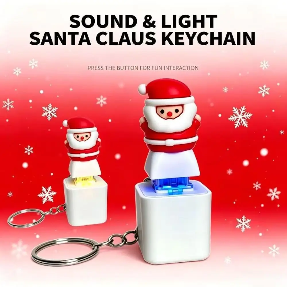 Light Up Christmas Key Ring Bag Pendant Keyboard Clicker Voice Keychain Halloween Pumpkin Button Sound Pendant Party Small Gift