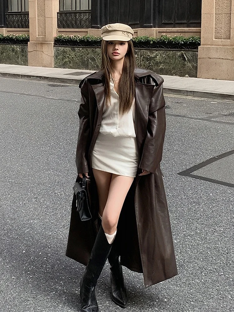 

Cropped Trench Coat Clothes Woman Mid-Long Topcoat Wool Pure Long-Sleeved Length Coatsolid Folds Plus-Size Autumnal Korean-Style