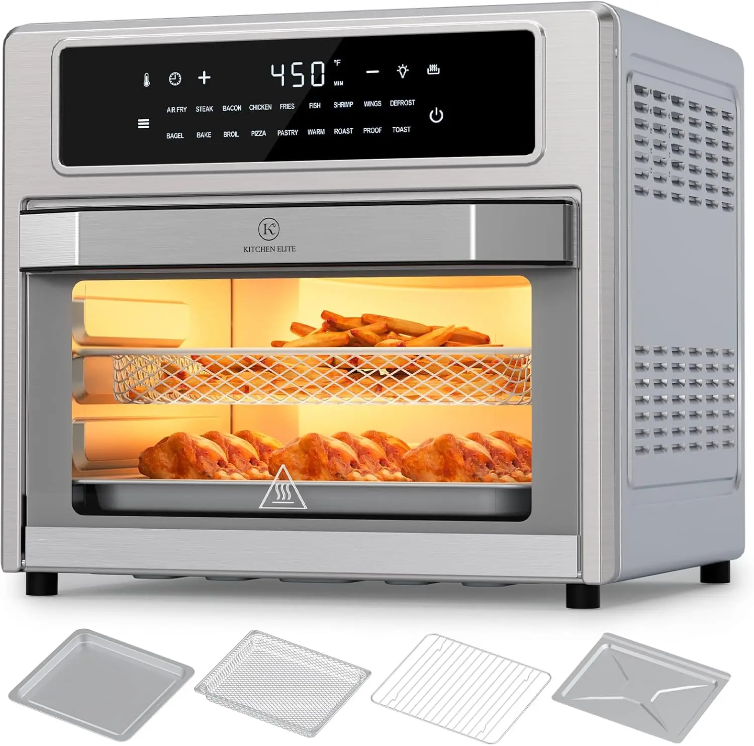 

Air Fryer Toaster Oven Combo, 26.4 Qt Convection Oven Countertop, 18-in-1, Stainless Steel Large Airfryer, 4 Zone with
