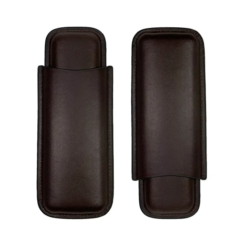 Man-made Leather Cigar Case 2 Tube  Holder Mini Humidor Travel  Box Portable  Accessory for Cohiba Cigar