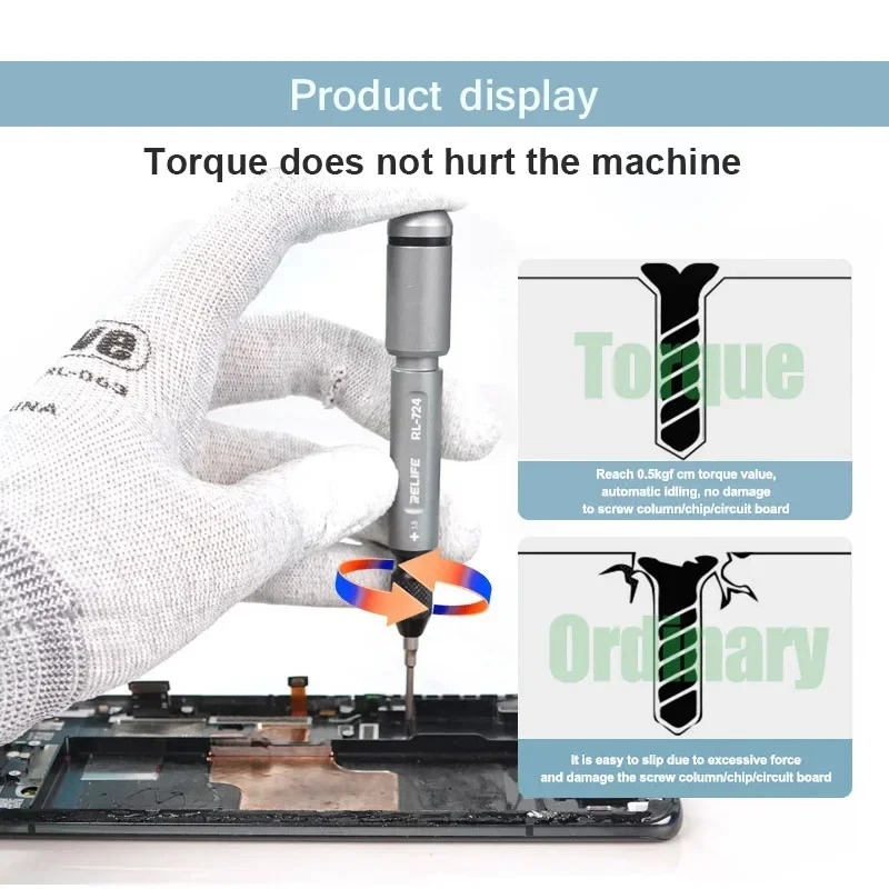 RELIFE RL-724 High Precision Torque Screwdriver Set Anti-Slip Strong Magnetic Adsorption Mini Screwdrivers Disassembly Tool