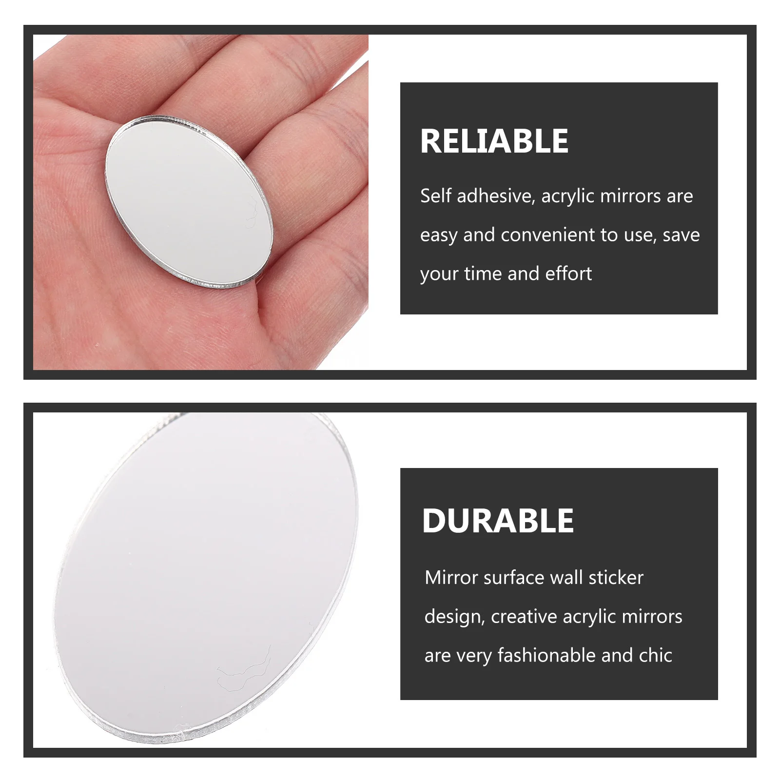 

Beavorty 30pcs Acrylic Mirror Tiles Self Adhesive Wall Stickers Oval Square 3D Silver Makeup Art Decor for Walls