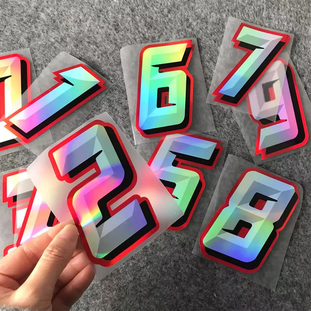 Numbers Sticker Laser Racing Digits 0 1 2 3 4 5 6 7 8 9  Vinyl Decal Motorcycle Helmet Accessories Car Decoration Height 10cm