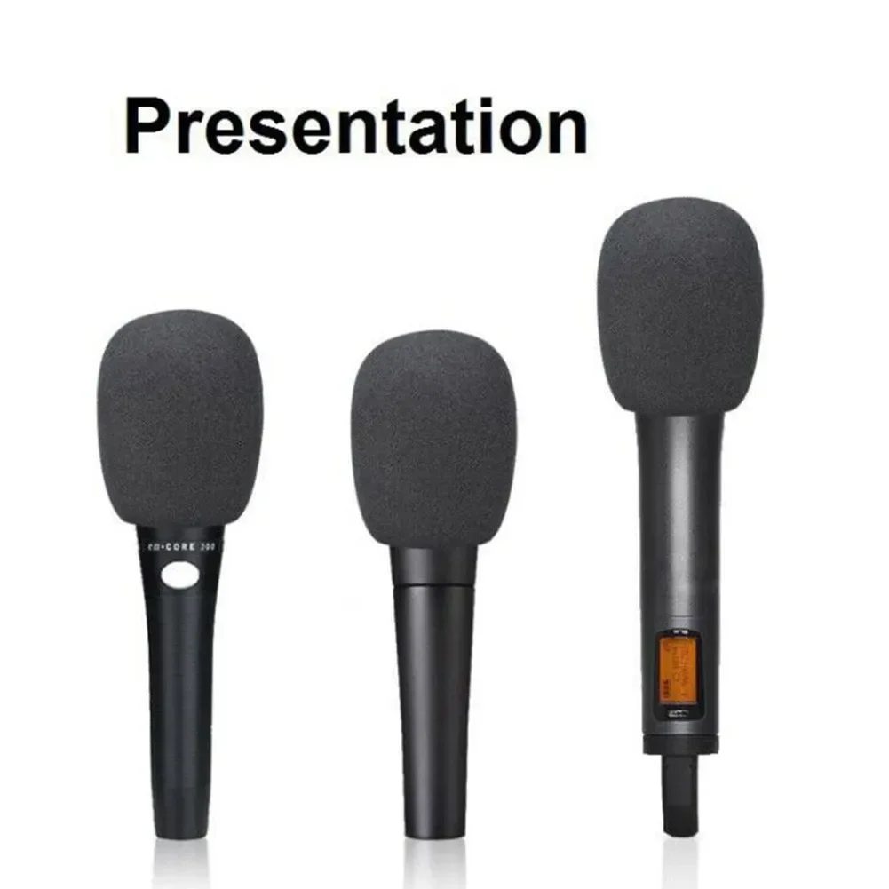 10 pçs espuma preto microfone de mão cobre engrossado pára-brisas para karaoke reunião microfone protetor substituição