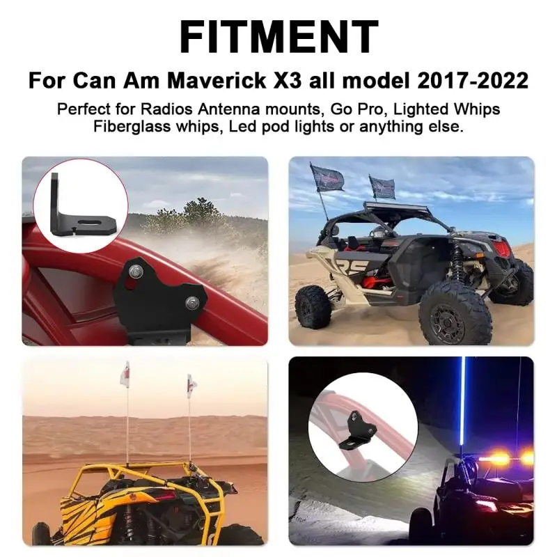 UTV ATV A-stijl beugel Achterste Pijler Vlag Antenne Montagebeugels voor LED Zweep Licht voor Can Am Maverick X3 2017-2021