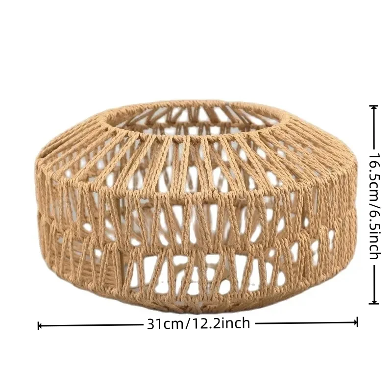 Vintage Bamboo Lantern Ceiling Light E27, Retro Hand-Woven Rattan Lampshade Lamp, Bohemian Pendant Light for Living Room Bedroom