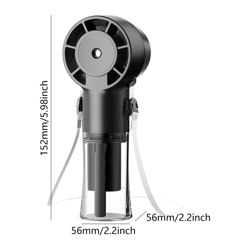 Neck Hanging Handheld Desk Fan Portable 1200mAh Battery USB Rechargeable Misting Fan for Travel Office Outdoor Use