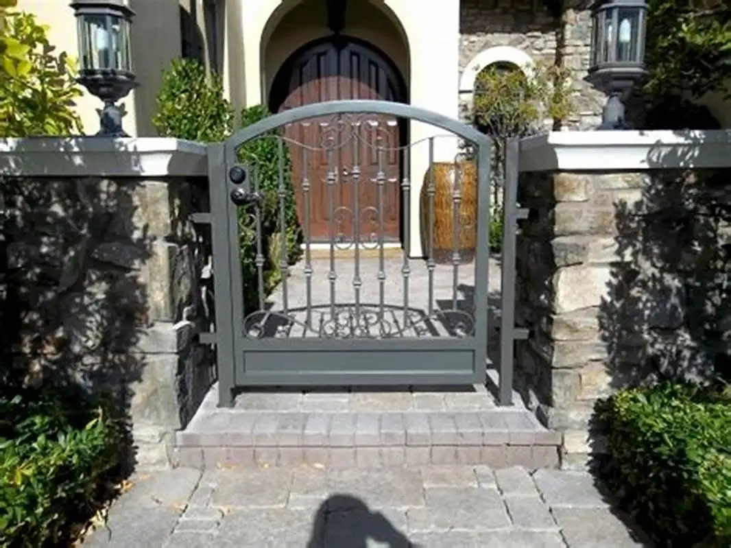 النمط الأوروبي حديقة واحدة أو مزدوجة فيلا باب متأرجح بوابة الممر الحديثة الحديد المطاوع للمنزل المصنع مباشرة #2