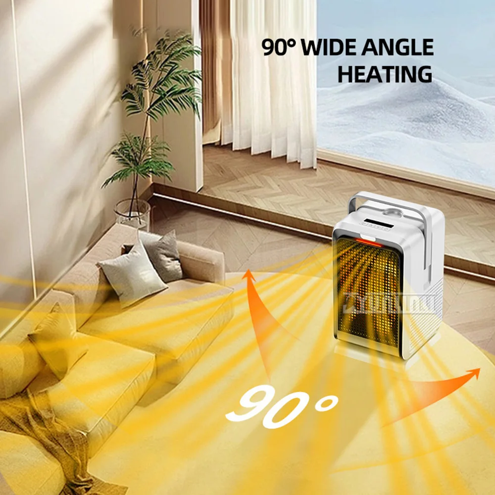 가정용 전기 히터 선풍기 휴대용 미니 온열기, 타이밍 및 흔들리는 헤드 포함, 겨울용 1000W