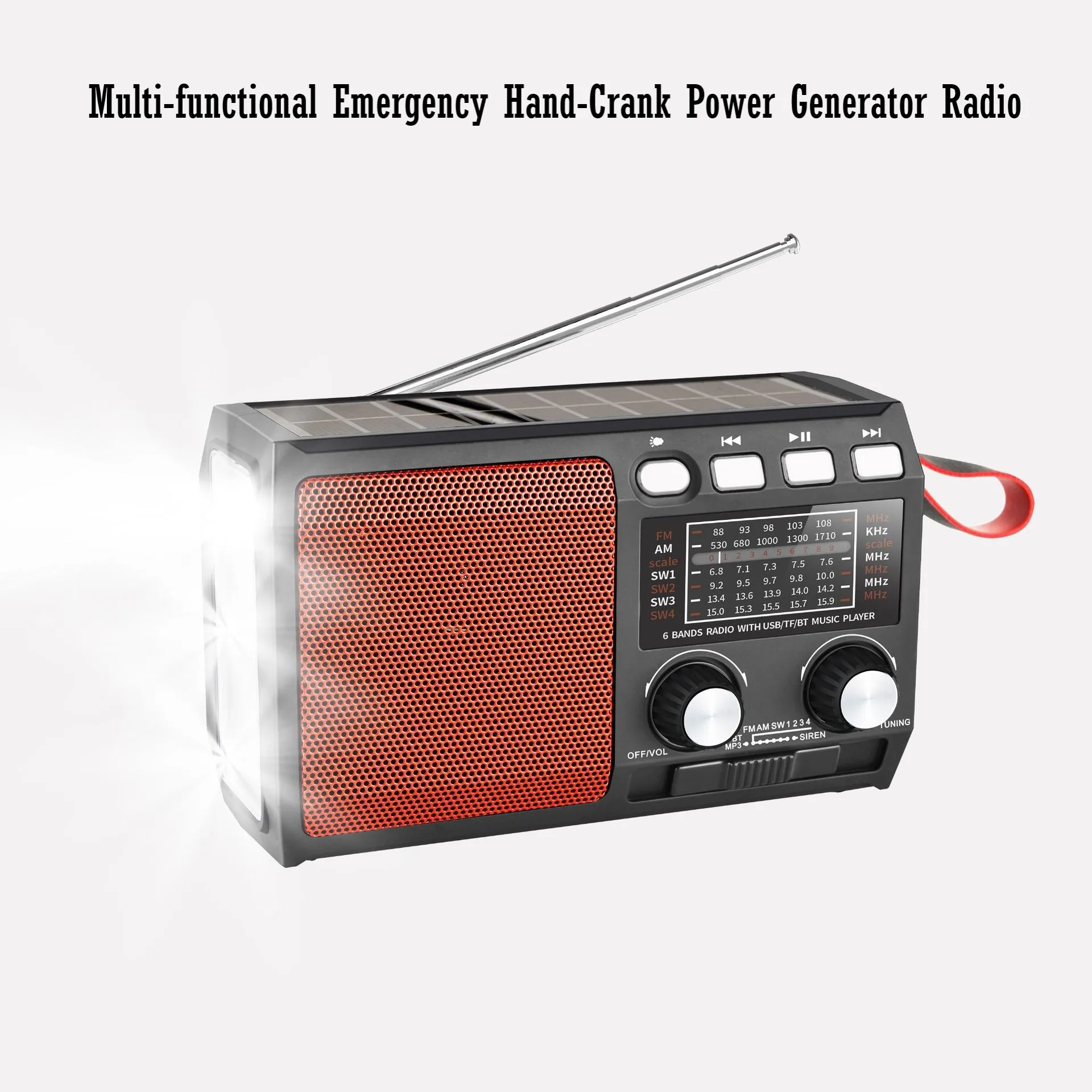 Main multifonctionnelle MD-290BT-S de Bluetooth de radio de secours-haut-parleur intégré du système de secours solaire 62Portable