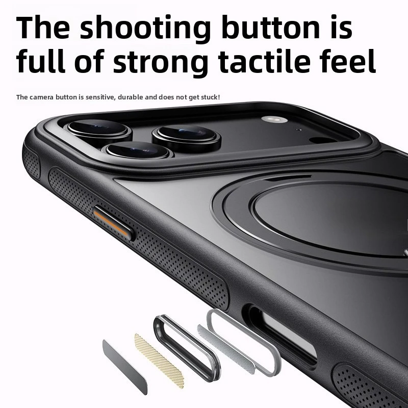 เคสโทรศัพท์ป้องกันแบบแม่เหล็กหมุนได้ 360 องศา พร้อมป้ายกันรั่ว สำหรับ iPhone 17/16/15/14/13 Pro Max/17 Air