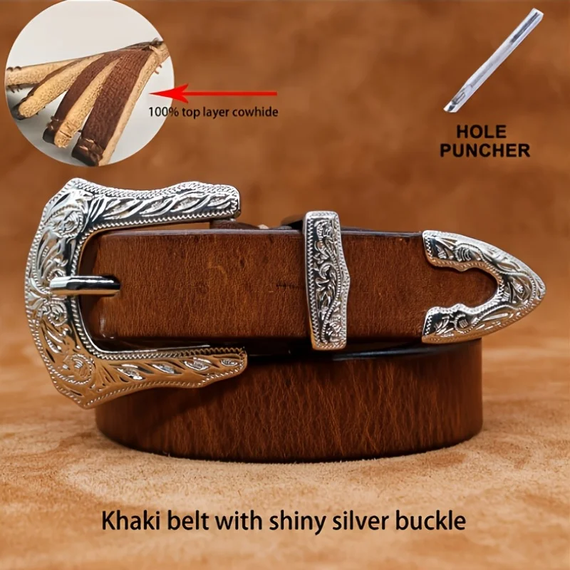 

A Vintage Genuine Leather Belt Made from Top-Grade Cowhide, Suitable for Both Men And Women.