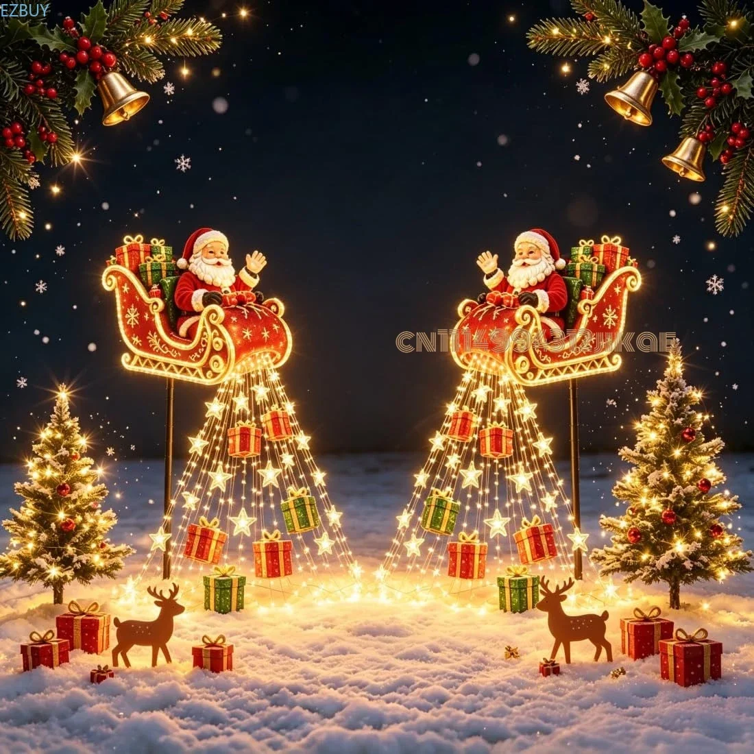 Christmas Snowman MagicFountain Garden Light，SnowmanStarlight Cascade,Christmas snowman-shaped hanging lamp Perfect