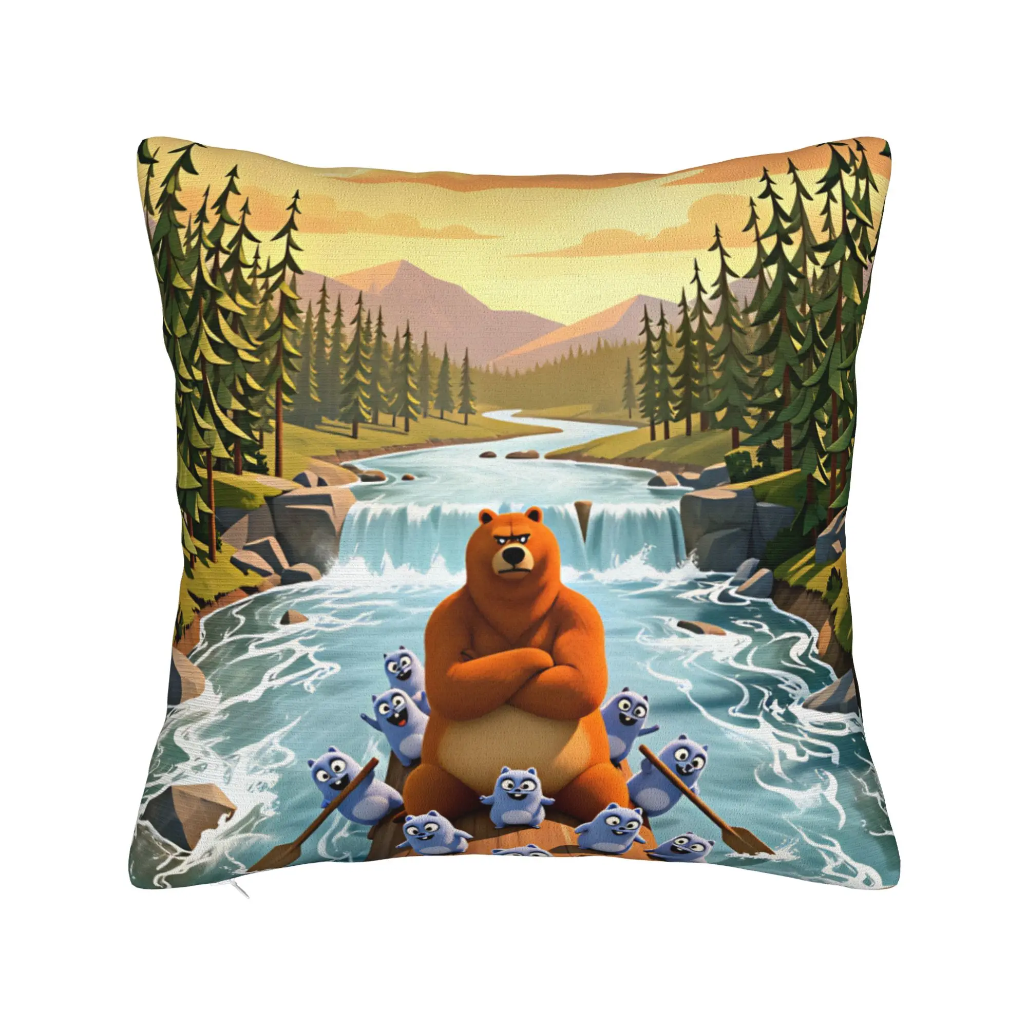 Grizzly and Lemmings Pillow Cover  Funny Pillow Case For Sofa Bedroom Home Decor Cushion Cover Soft Graphic Pillowcases Gift