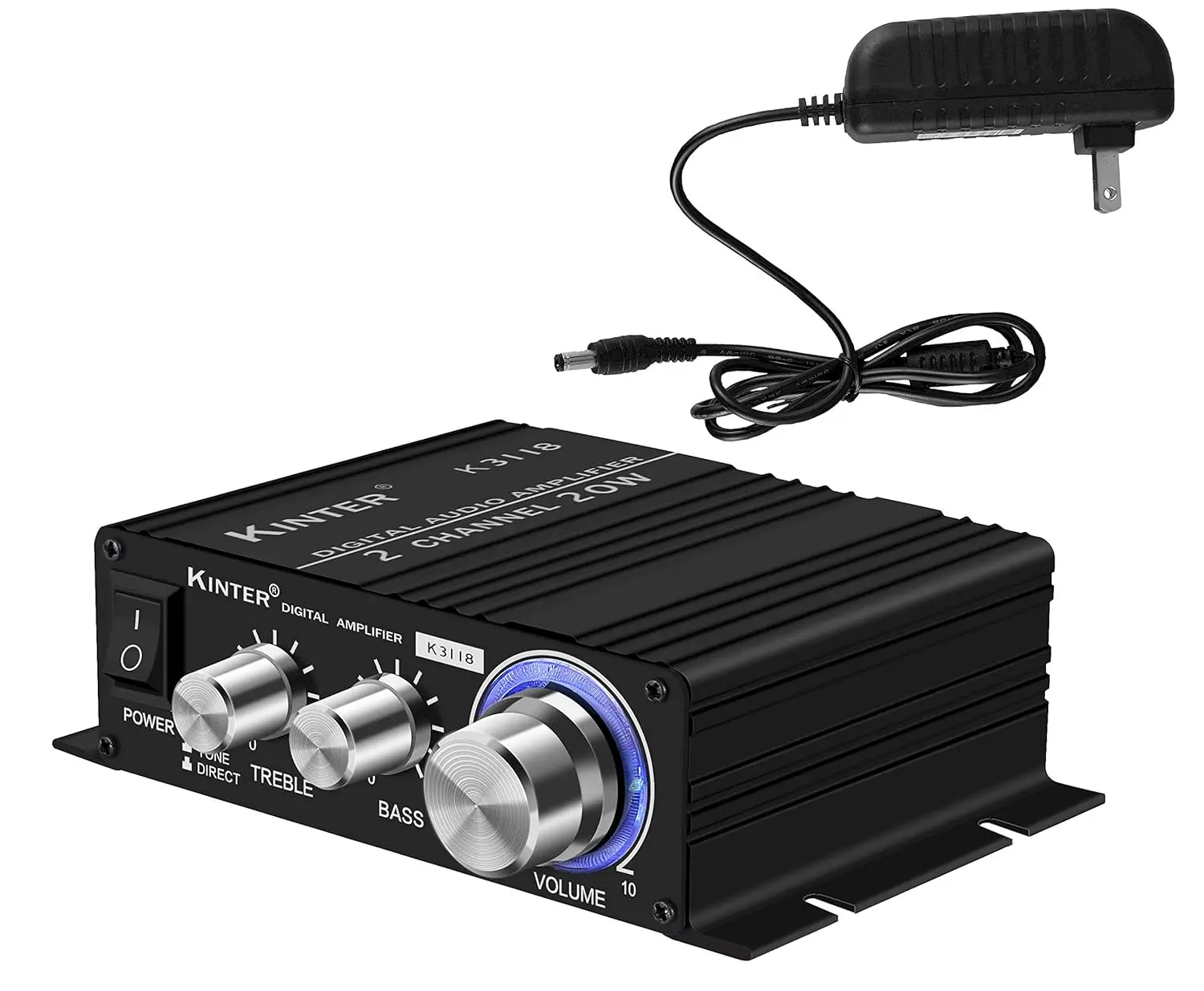 Compact Digital Hi-Fi Audio Amplifier with 12V Power Supply for Home and Auto Use