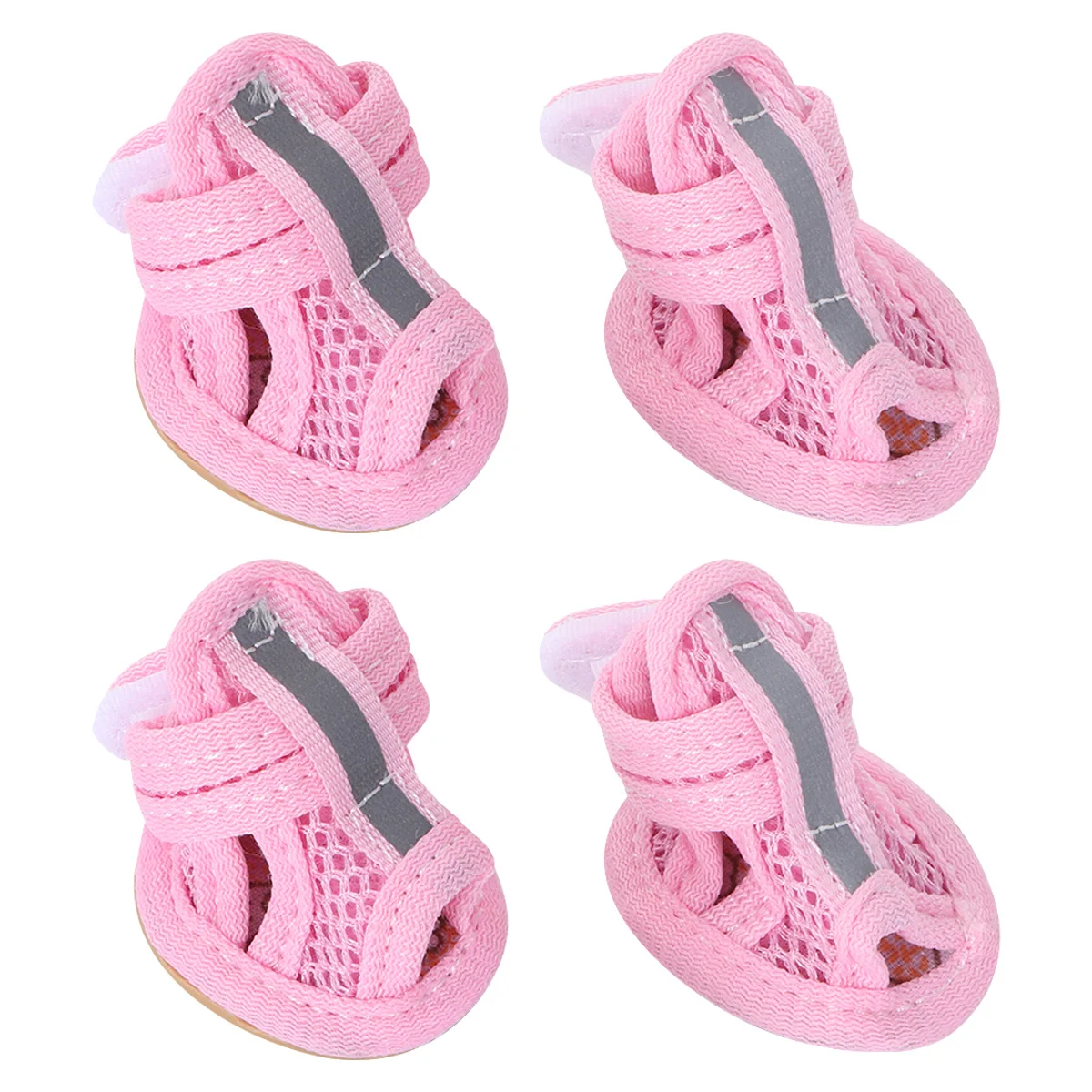 

4Pcs Summer Pet Dog Shoes Mesh Sandals Breathable Anti-Slip Sneakers Pink Size 5 for Hot Pavement Deck Beach Dog Shoes