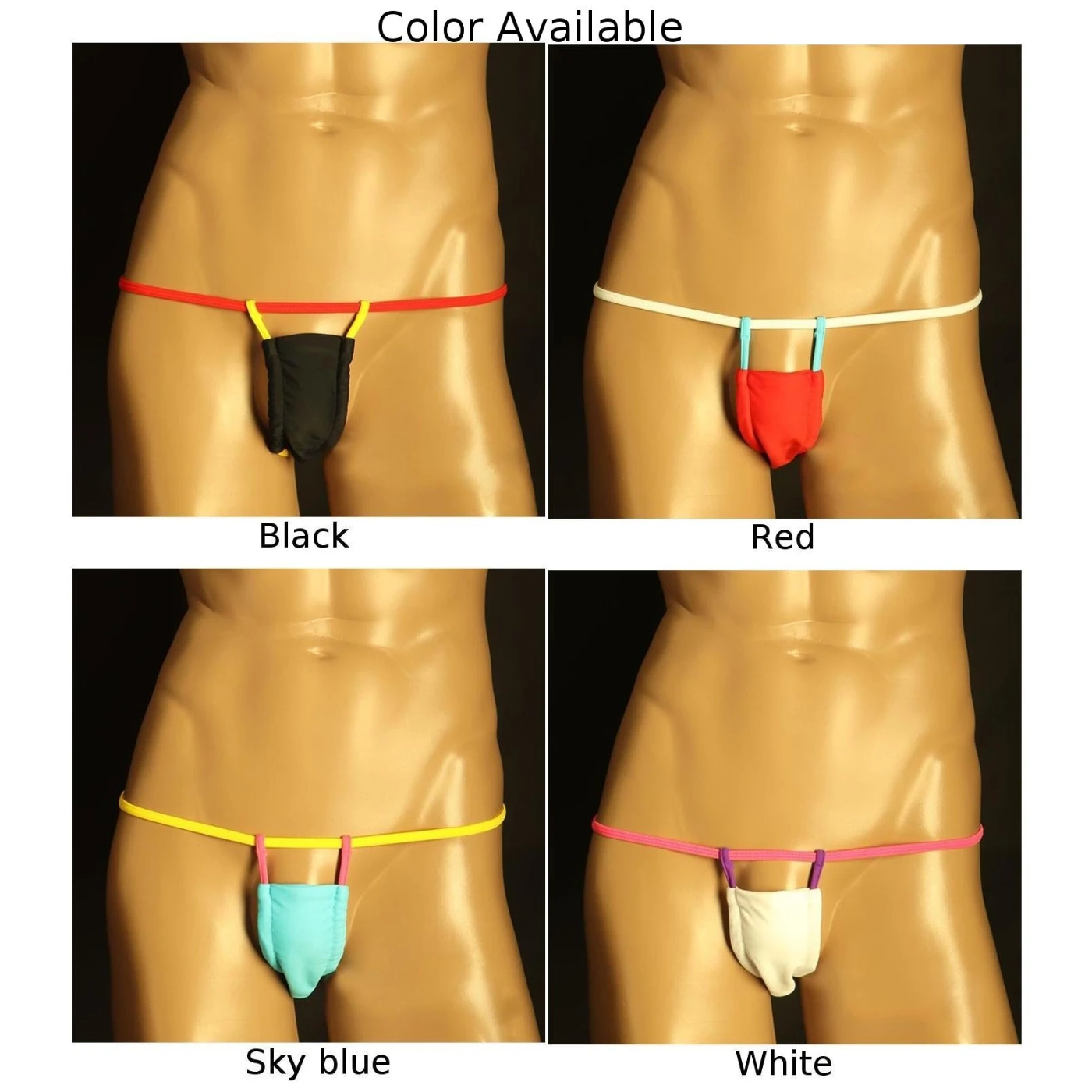 Men's Sexy Low Waist Thong Nylon Underwear in Black/White/Red/Blue Bulge Pouch G string Briefs Tag Size M~2XL! image 5