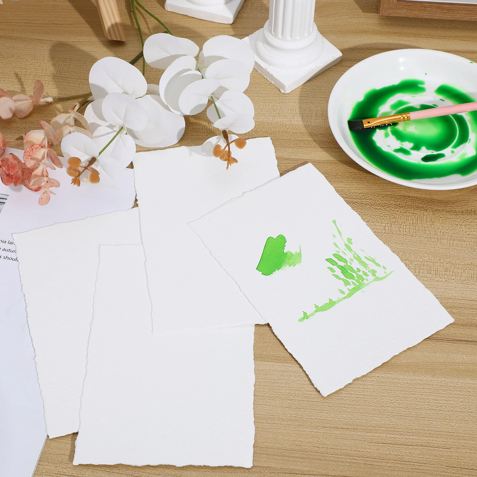 

Cold Press Watercolor Sheets 25 Pack Rough Edge Paper for Painting Drawing Watercolor Cards Artist Supplies for Beginners