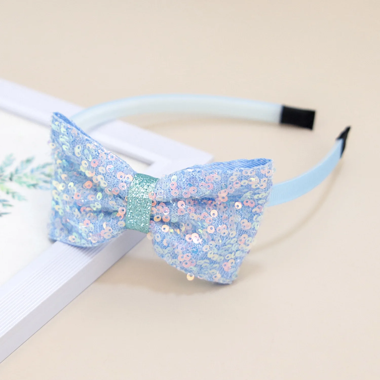 1pc/3pcs Cute Sequin Hair Bows Headbands for Girls 4inch Glitter Bows Hairbands Kids Hairhoops Children Hair Accessories image 5