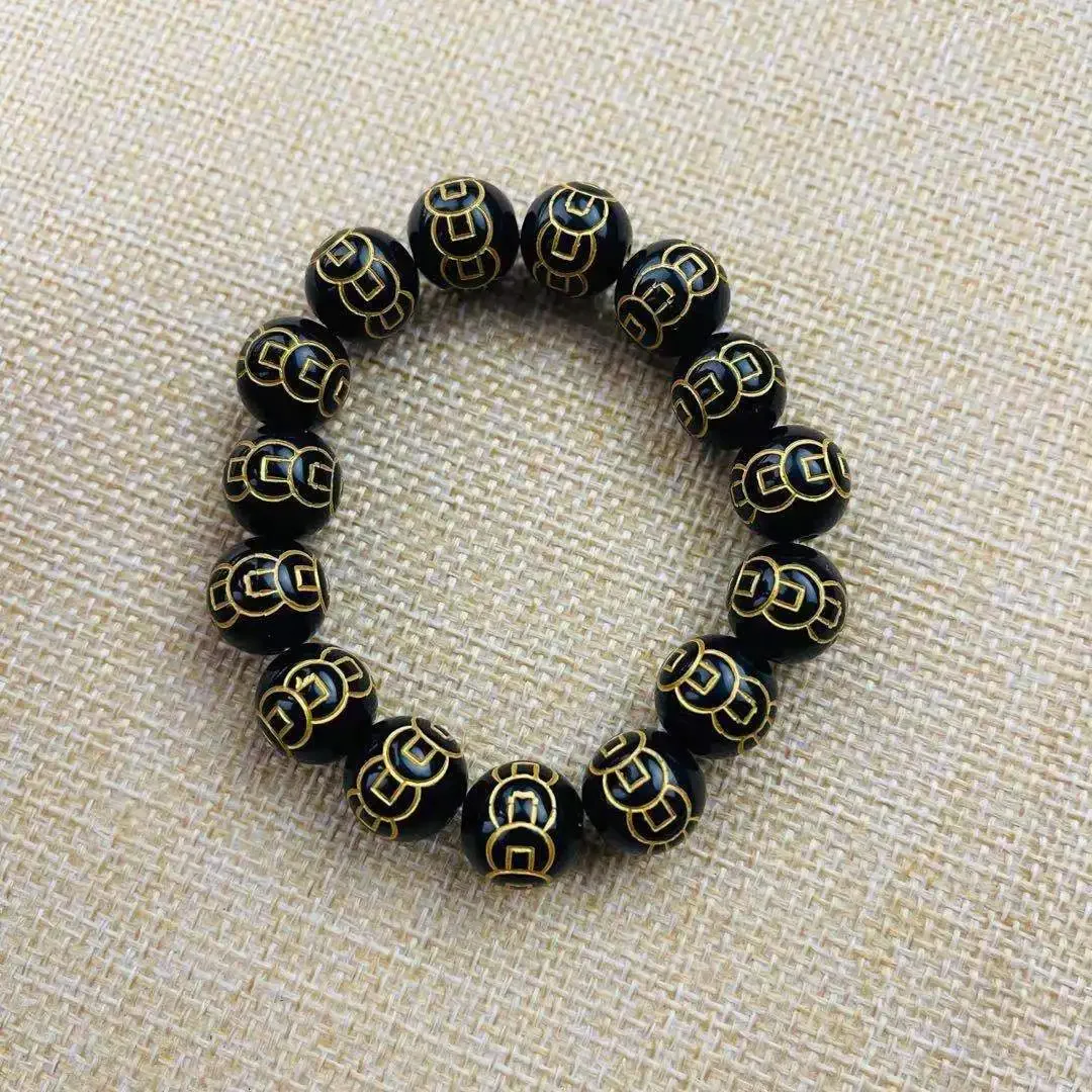 Resin Wealth Billowing Hot Money Bead Bracelet Crystal Bracelet Men's and Women's Models Meaning 12mm Jewelry