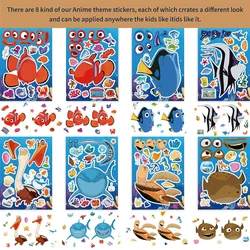 8/16sheets Disney Moive Finding Nemo Make a Face Puzzle Stickers Children Assembly Jigsaw Decals Funny Cartoon Sticker Kids Toys