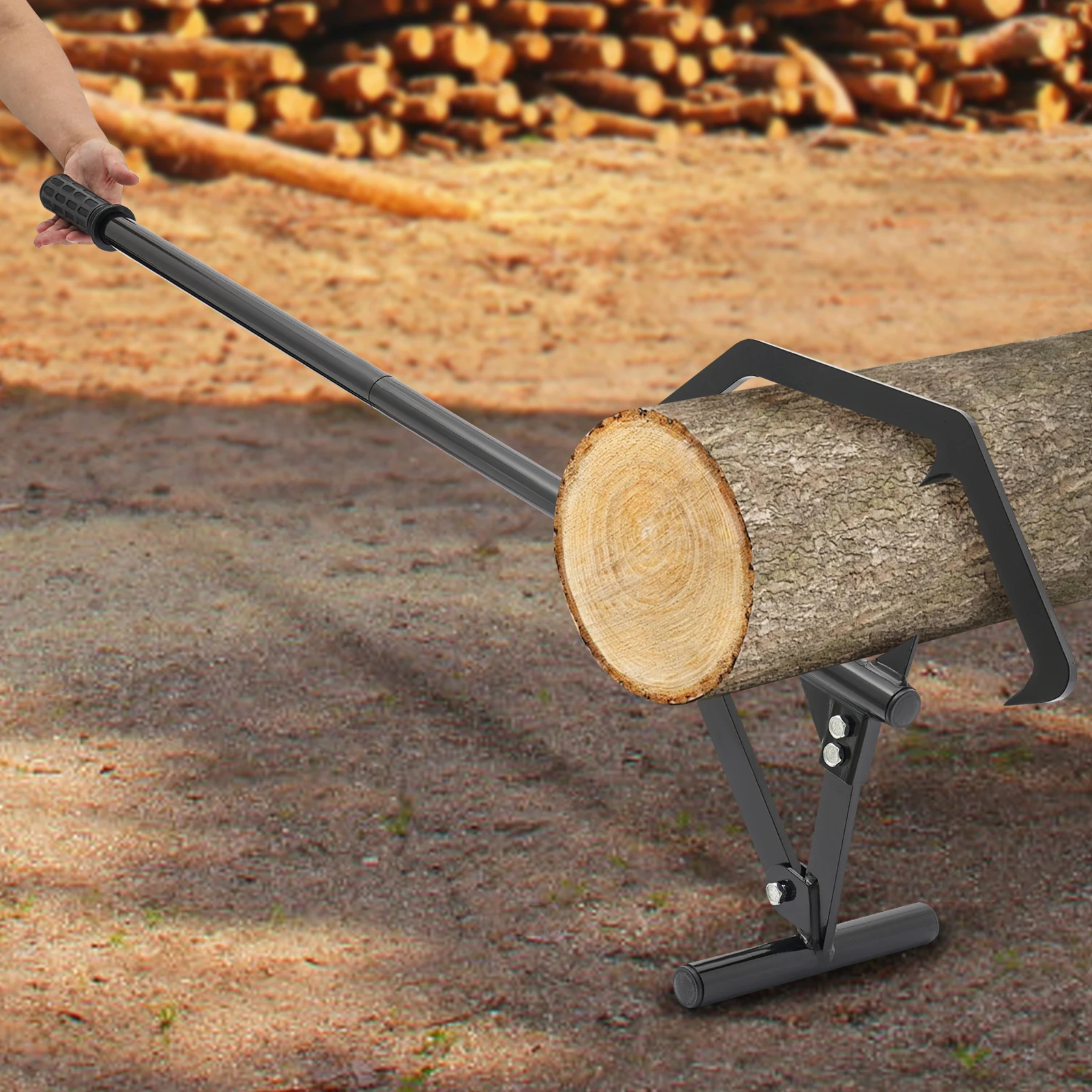 Holzheber 51 Zoll, rostbeständig, verstellbarer Holzroller mit Haken, mühelose Reinigung, Holzhebewerkzeuge zum Anheben von Holz – Detail 5