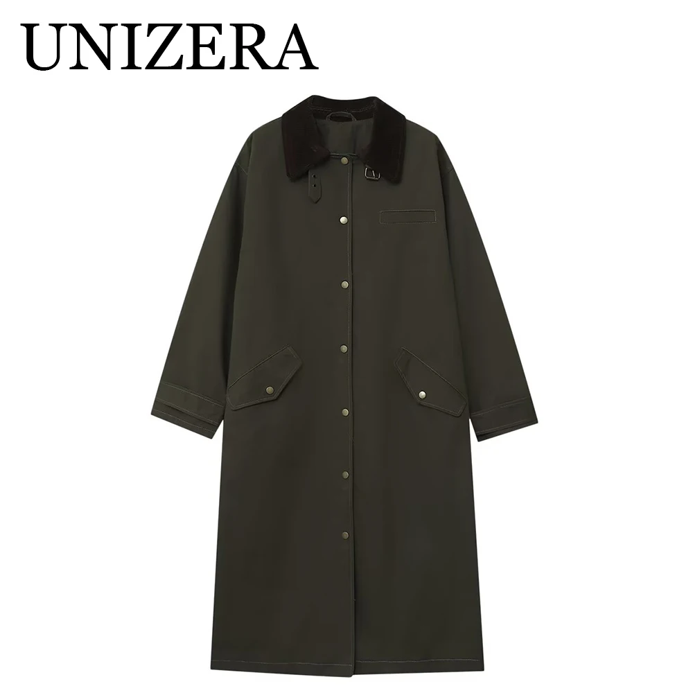 

European and American style women's clothing new fashion versatile loose casual long windbreaker