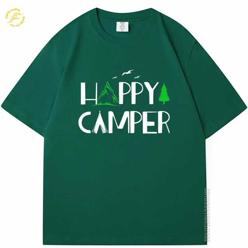 

Happy Camper Campin Oversized T Shirt For Men Women Cotton O-Neck T-Shirt Ropa Y2K 2000S Nouveautés T-Shirts Camisas XL