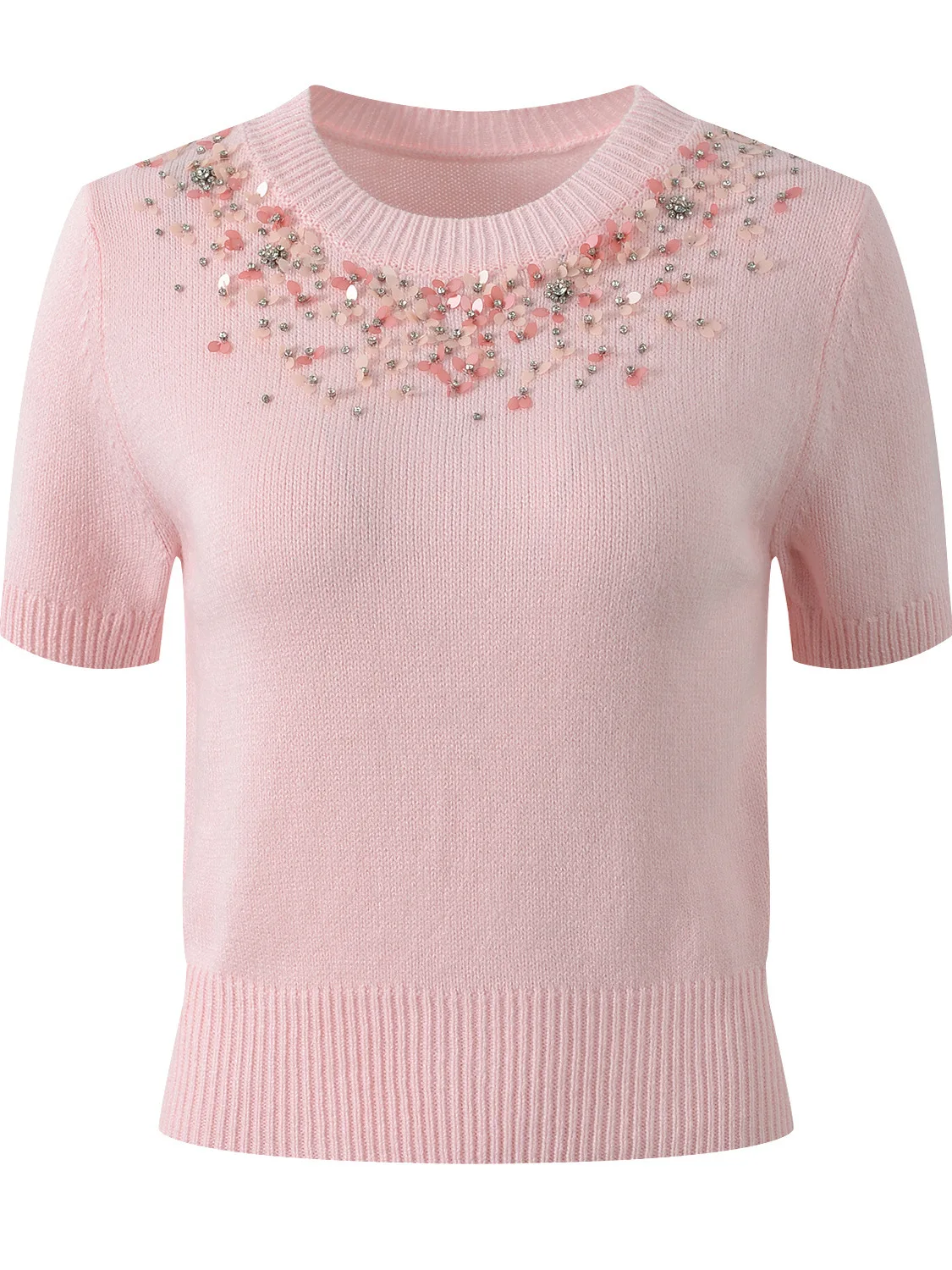 

Early Autumn 2025 New Faion Sweet Soft Sle Heavy Embellied Sequin round Ne Pullover ort Sve Knitted Top Women's ...
