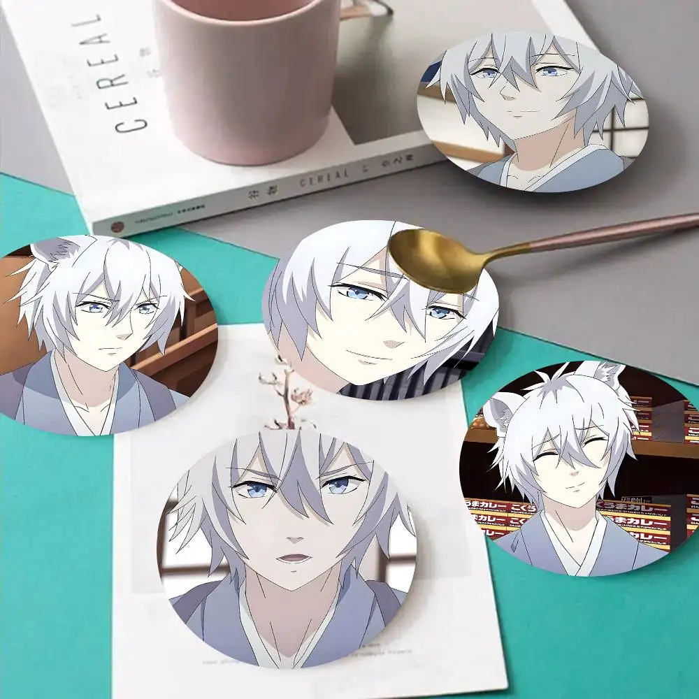 1pc Ginji Anime Characters Wooden Coaster Colour Printing Cup Mat Home Desk Decoration Gifts
