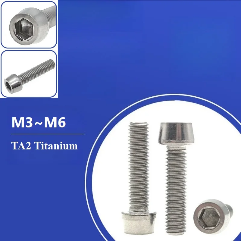 Titanium Bolts M3 M5 M6 Conical Cycling Handlebar Stem Bolt Bicycle Fixed Screws Bike Parts