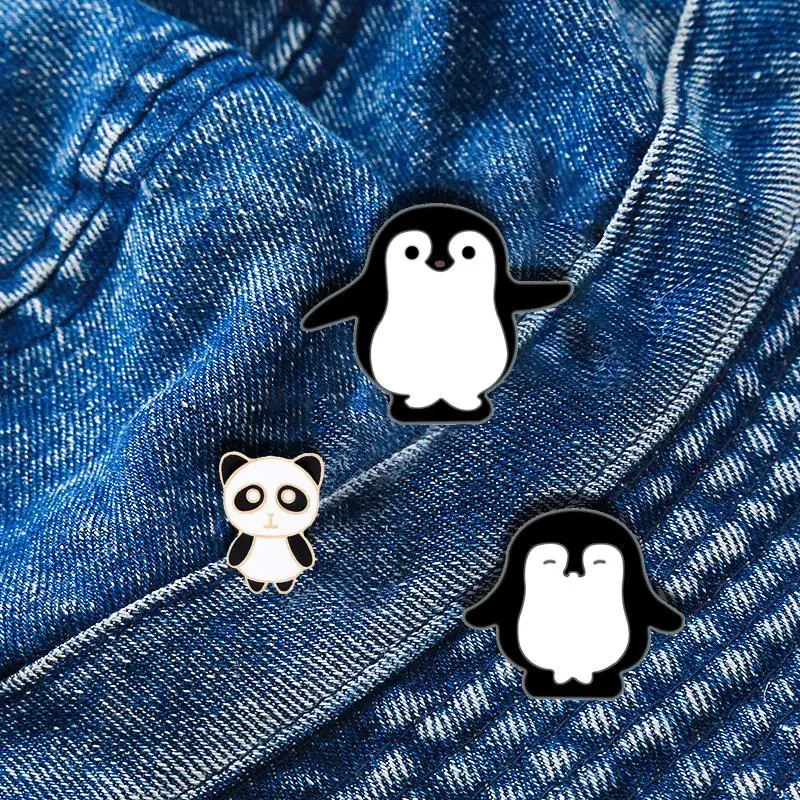 Lovely Penguin Brooches Cartoon White Black Animals Lapel Enamel Pin Denim Shirts Jackets Backpack Badge Jewelry For Kids Girl