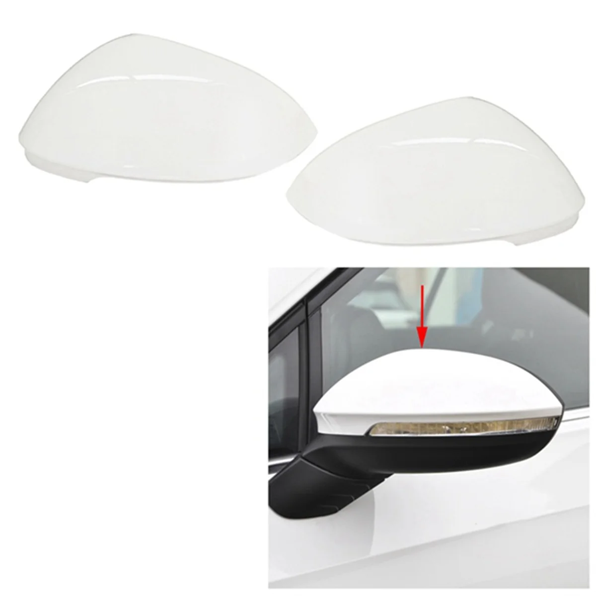 5H 0857538   Cubierta de espejo retrovisor lateral de cristal blanco para coche, cubiertas embellecedoras para espejo trasero, carcasa para VW Golf 8 MK8 2021 2022 derecha