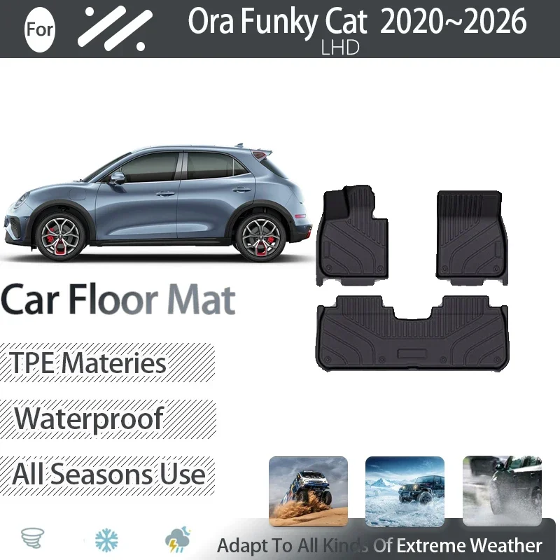 Car Floor Mats For GWM Ora Good Cat Funky Cat 03 ES11 2020~2026 Waterproof Pads LHD Foot Carpets Footpad Covers Auto Accessories